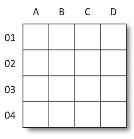 Grille de mots croisés de 4x4 cases