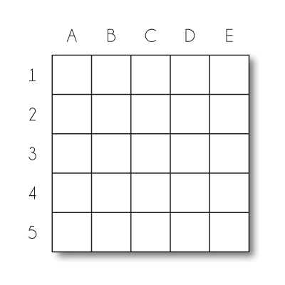 Grille de mots croisés de 5x5 cases