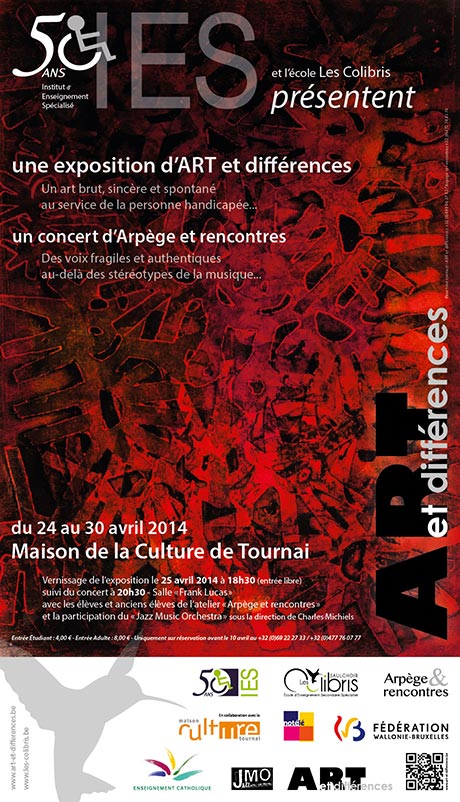Affiche de l'exposition ART et différences 2013 à la Maison de la Culture de Tournai - 50 ans IES (Institut d'enseignement spécialisé)