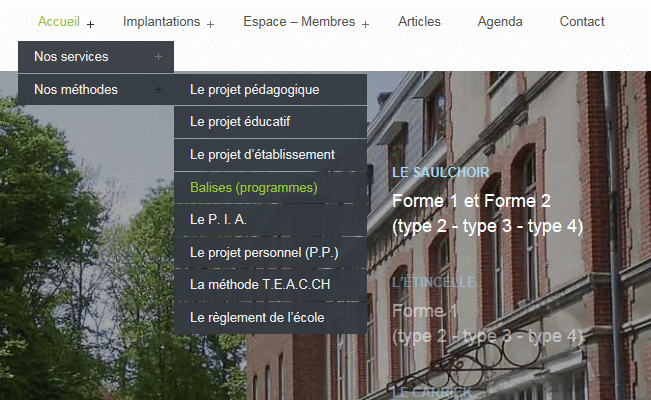 Copie d'écran du chemin à suivre pour accéder directement à la page Balises du site