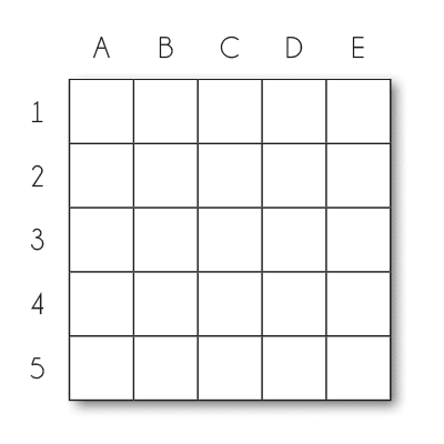 Grille de mots croisés de 5x5 cases