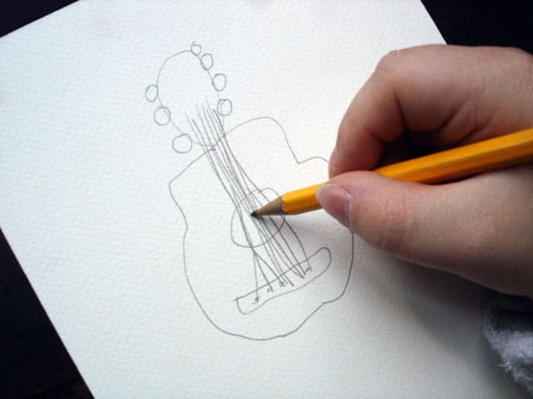 Les instruments de musique – 1 : Illustration d'une étape du déroulement de cours d'une fiche d'activité (fiche de cours) de l'atelier ART et différences destinée à l'enseignement spécialisé