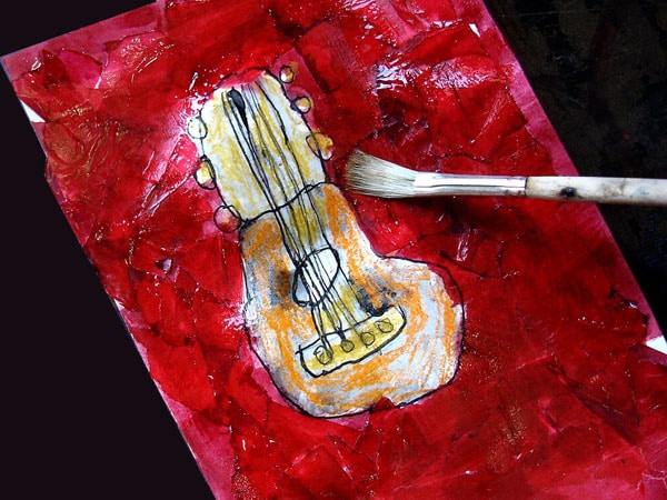 Les instruments de musique – 2 : Illustration d'une étape du déroulement de cours d'une fiche d'activité (fiche de cours) de l'atelier ART et différences destinée à l'enseignement spécialisé