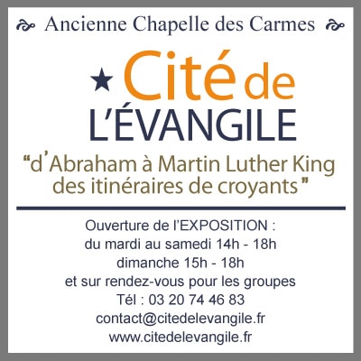 Une photo de l'exposition d'Abraham à Martin Luther King des itinéraires de croyants à l'Ancienne Chapelle des Carmes à Lille