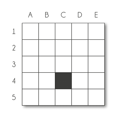 Grille de mots croisés de 5x5 cases