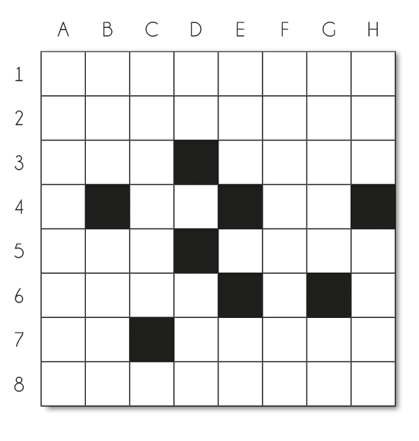 Grille de mots croisés de 8x8 cases