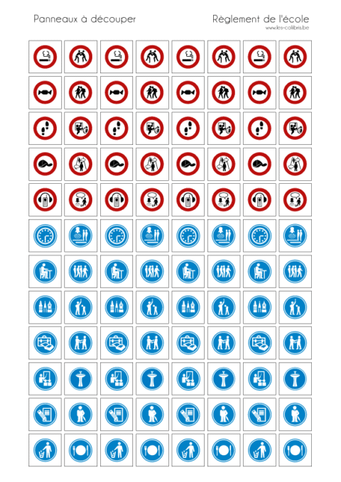 Règlement d'ordre intérieur de l'école "Les Colibris" en pictogrammes