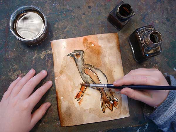 La couleur sur une illustration au henné : Illustration d'une étape du déroulement de cours d'une fiche d'activité de l'atelier ART et différences