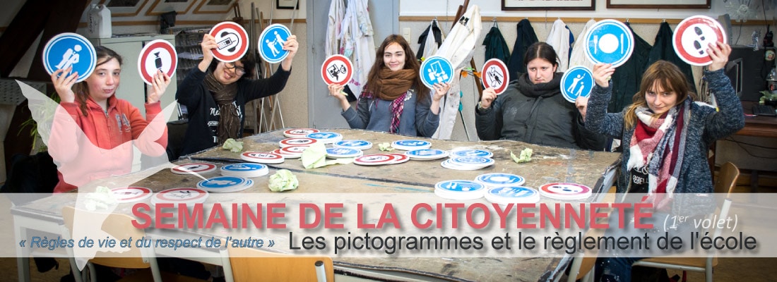 Image à la une - Pictos et règlement de l'école - Semaine de la citoyenneté 2018